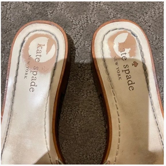 Kate Spade Brie Gold Leather Kiltie Slide Sandals in Metallic size 6.5 - Picture 8 of 10